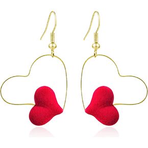 T-ztoss موضة كبيرة هندسية القلب هوب أقراط الأحمر القلب قطرة استرخى أقراط بيان مجوهرات للنساء الفتيات الهدايا in Kuwait