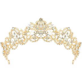 Makone Crystal Crowns，Princess Queen Crown Tiaras for Girl or Women Birthday Party Wedding Prom Bridal Christmas Valentine Halloween Christmas (Gold) in Kuwait