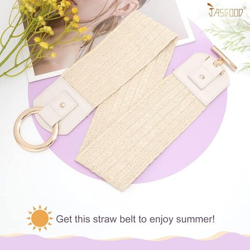 حزام مرن منسوج من JASGOOD للنساء، حزام خصر عريض قابل للتمدد لفستان بوهو للسيدات، حزام فستان صيفي in Kuwait