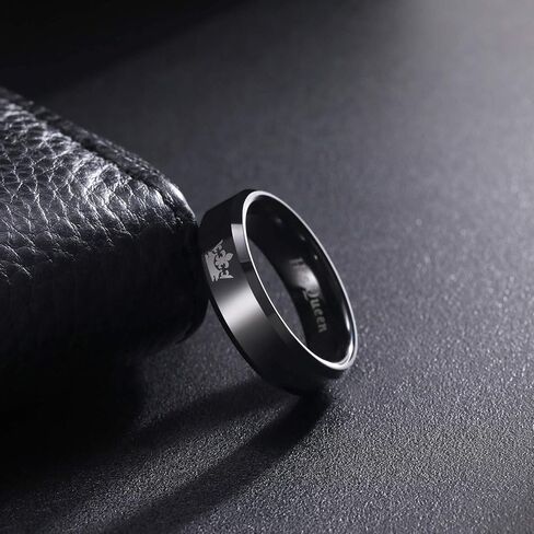 Her King His Queen Ring Black Tungsten Wedding Bands Width 6mm 8mm Size 6-13 (Price Seperated) in Saudi Arabia