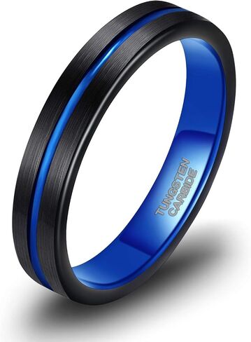 TRUMIUM 8mm Mens Wedding Ring Tungsten Centre Groove Beveled Edge Matte Brushed Comfort Fit Size 6-14 in Saudi Arabia