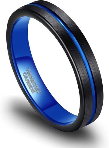 TRUMIUM 8mm Mens Wedding Ring Tungsten Centre Groove Beveled Edge Matte Brushed Comfort Fit Size 6-14 in Saudi Arabia