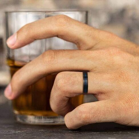 TRUMIUM 8mm Mens Wedding Ring Tungsten Centre Groove Beveled Edge Matte Brushed Comfort Fit Size 6-14 in Saudi Arabia