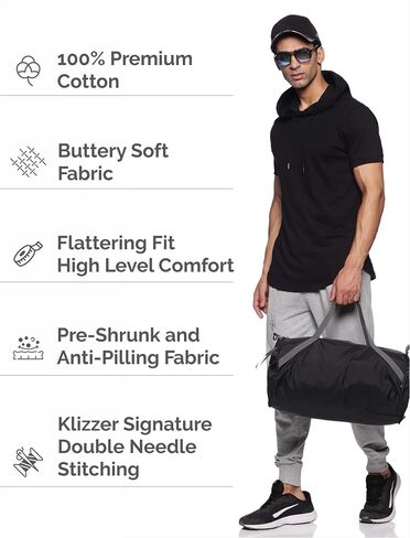Short Sleeve Hooded T-Shirts for Men - 100% Cotton Shirts - Lightweight Muscle Tees Pullover Summer Hoodies in Saudi Arabia