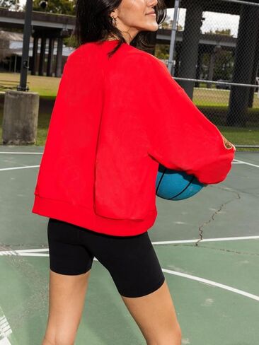 Womens Sparkle Basketball Hoop Sequin Sweatshirt Crewneck Oversized Long Sleeve Pullover Tops in Saudi Arabia