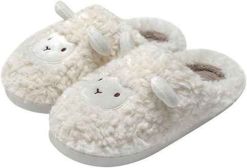 JadeRich Women's Cute Animal Slippers Winter Warm Fuzzy Plush House Slipper Cartoon Sheep Indoor Shoes in Saudi Arabia