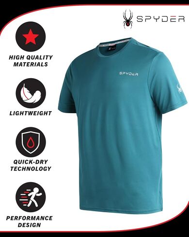 Spyder Men's Active Shirt - Fitted Short Sleeve Crewneck Performance Training Shirt - Dry Fit Workout Shirt for Men (S-XL) in Saudi Arabia