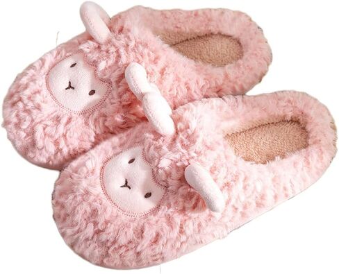 JadeRich Women's Cute Animal Slippers Winter Warm Fuzzy Plush House Slipper Cartoon Sheep Indoor Shoes in Saudi Arabia