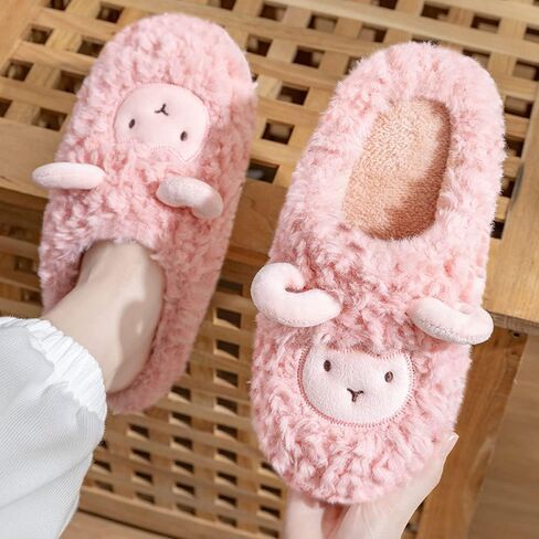JadeRich Women's Cute Animal Slippers Winter Warm Fuzzy Plush House Slipper Cartoon Sheep Indoor Shoes in Saudi Arabia