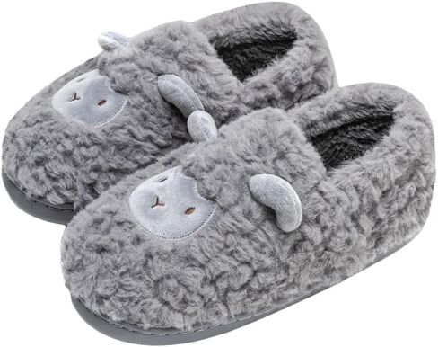 JadeRich Women's Cute Animal Slippers Winter Warm Fuzzy Plush House Slipper Cartoon Sheep Indoor Shoes in Saudi Arabia