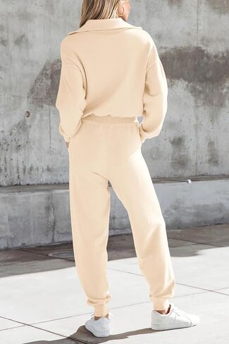 مجموعة سترة نسائية من PRETTYGARDEN مكونة من قطعتين، بلوفر بسحاب، سويت شيرت رياضي، بنطلون رياضي، ملابس غير رسمية in Kuwait