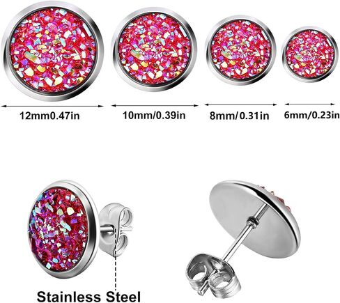 32 Pairs Faux Druzy Stud Earrings Bohemian Round Stud Earrings Stainless Steel Pierced Earrings Jewelry for Women in Saudi Arabia