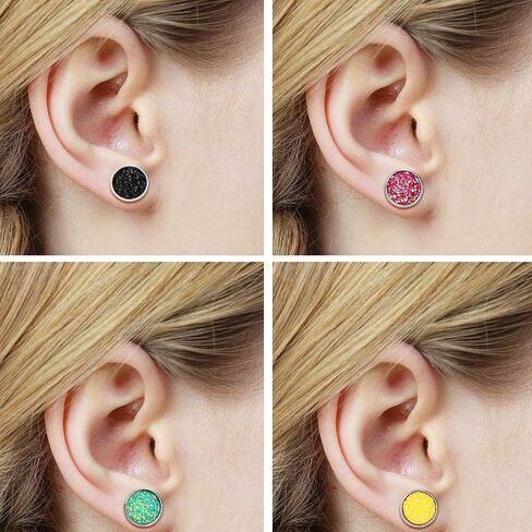 32 Pairs Faux Druzy Stud Earrings Bohemian Round Stud Earrings Stainless Steel Pierced Earrings Jewelry for Women in Saudi Arabia