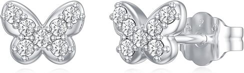 CTIEIP Natural Diamond Stud Earrings Mini Bar, Lightning, Triangle, Butterfly Tiny Diamond Stud Earrings for Women Sterling Silver Jewelry Gift for Her in Saudi Arabia