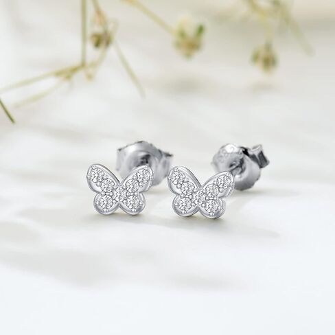 CTIEIP Natural Diamond Stud Earrings Mini Bar, Lightning, Triangle, Butterfly Tiny Diamond Stud Earrings for Women Sterling Silver Jewelry Gift for Her in Saudi Arabia