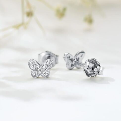 CTIEIP Natural Diamond Stud Earrings Mini Bar, Lightning, Triangle, Butterfly Tiny Diamond Stud Earrings for Women Sterling Silver Jewelry Gift for Her in Saudi Arabia