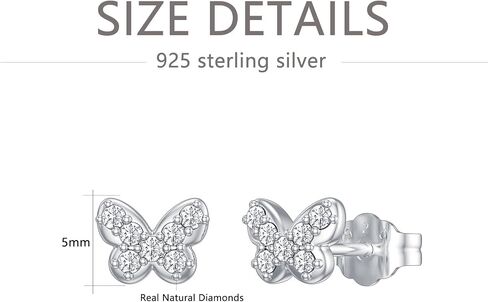 CTIEIP Natural Diamond Stud Earrings Mini Bar, Lightning, Triangle, Butterfly Tiny Diamond Stud Earrings for Women Sterling Silver Jewelry Gift for Her in Saudi Arabia