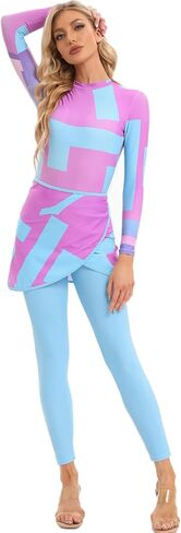 IBAKOM Modest Swimsuits for Women Full Body 4 Pieces Muslin Swimwear Long Sleeve Swim Top Swim Bottom Mesh Cover Ups in Saudi Arabia