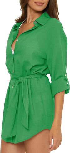 BECCA Gauzy Shirt Dress, Collared Button-up, Beach Cover Ups for Women in Saudi Arabia