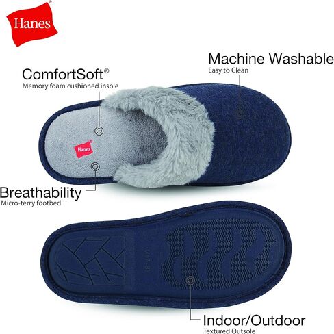 Hanes womens Comfort Cotton on Scuff With Memory Foam and Anti-skid Sole Slipper in Saudi Arabia