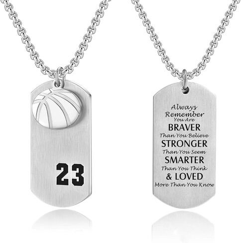 VI.SPORT Bible Verse Basketball Player Number 11 Dog Tag Pendant Necklace Religious Philippians 4:13 I Can Do All Things (You are Braver 23) in Saudi Arabia