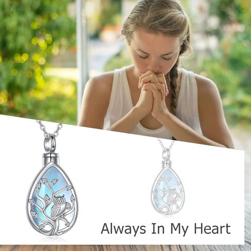 ONEFINITY Sterling Silver Always in My Heart Owl Urn Necklace for Ashes Owl Cremation Jewelry for Ashes of Loved Ones Keepsake Jewelry in Saudi Arabia