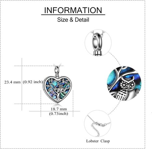 ONEFINITY Sterling Silver Always in My Heart Owl Urn Necklace for Ashes Owl Cremation Jewelry for Ashes of Loved Ones Keepsake Jewelry in Saudi Arabia