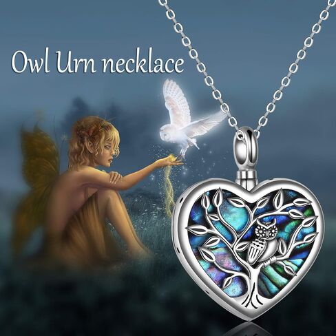 ONEFINITY Sterling Silver Always in My Heart Owl Urn Necklace for Ashes Owl Cremation Jewelry for Ashes of Loved Ones Keepsake Jewelry in Saudi Arabia