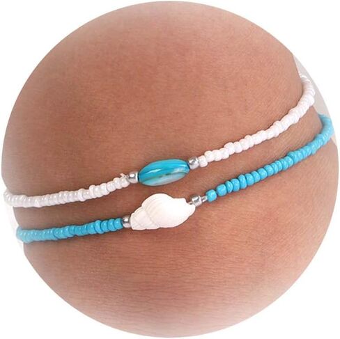 Shell Anklet Set Beach Chain Anklet Boho Layered Anklets Bead Bracelets Gold Ankle Bracelets for Summer Jewelry in Saudi Arabia