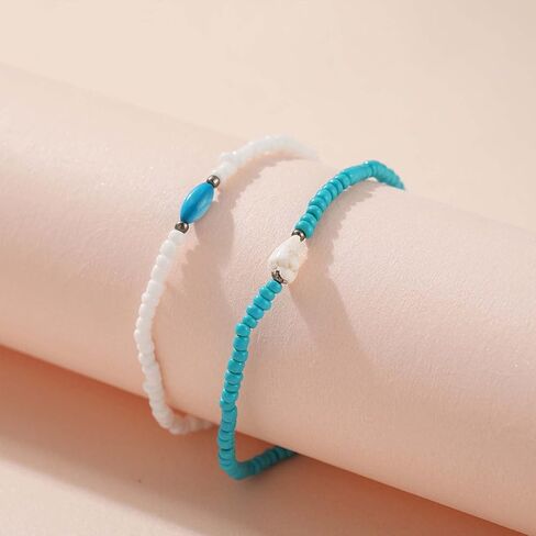 Shell Anklet Set Beach Chain Anklet Boho Layered Anklets Bead Bracelets Gold Ankle Bracelets for Summer Jewelry in Saudi Arabia