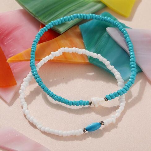 Shell Anklet Set Beach Chain Anklet Boho Layered Anklets Bead Bracelets Gold Ankle Bracelets for Summer Jewelry in Saudi Arabia