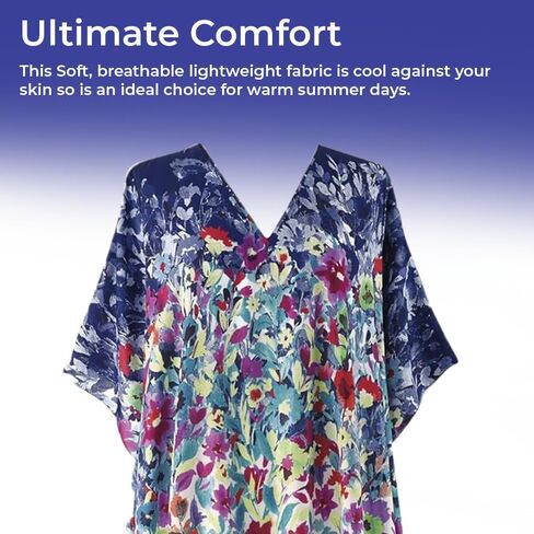 Floral Caftan for Women, Short Swimsuit Beach Cover Up, V Neck Dress, Casual and Loose Loungewear in Saudi Arabia