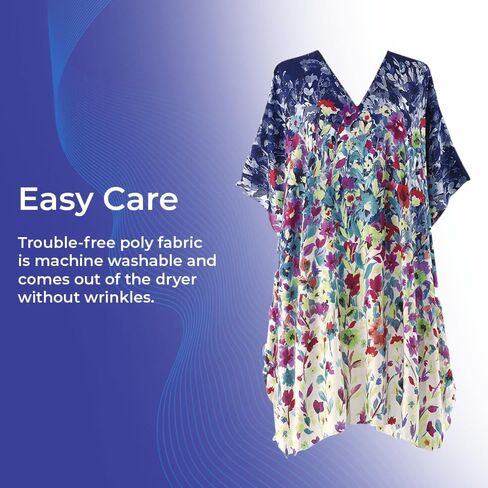Floral Caftan for Women, Short Swimsuit Beach Cover Up, V Neck Dress, Casual and Loose Loungewear in Saudi Arabia