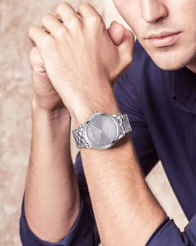 حزام ساعة BINLUN من الفولاذ المقاوم للصدأ وأشرطة ساعة معدنية بديلة للرجال والنساء مع نهاية منحنية ومستقيمة (19 ملم، فضي-أسود) in Kuwait