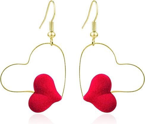 T-ztoss موضة كبيرة هندسية القلب هوب أقراط الأحمر القلب قطرة استرخى أقراط بيان مجوهرات للنساء الفتيات الهدايا in Kuwait