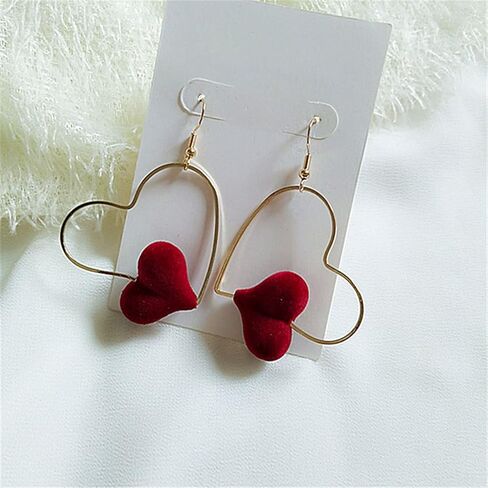 T-ztoss موضة كبيرة هندسية القلب هوب أقراط الأحمر القلب قطرة استرخى أقراط بيان مجوهرات للنساء الفتيات الهدايا in Kuwait