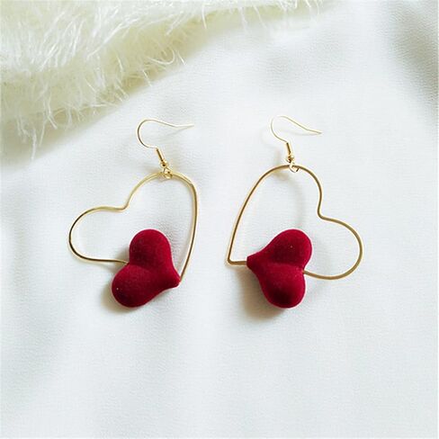 T-ztoss موضة كبيرة هندسية القلب هوب أقراط الأحمر القلب قطرة استرخى أقراط بيان مجوهرات للنساء الفتيات الهدايا in Kuwait