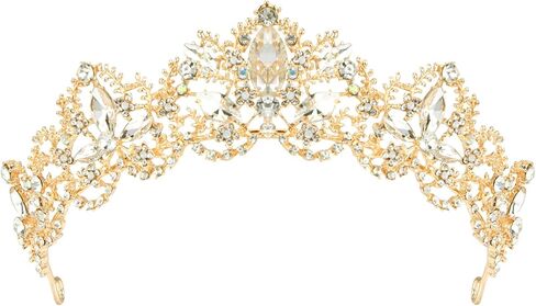 تيجان كريستال ماكون، تاج الأميرة الملكة للفتيات أو النساء لحفلات أعياد الميلاد وحفلات الزفاف وحفلات الزفاف وأعياد الميلاد وعيد الحب والهالوين (ذهبي) in Kuwait