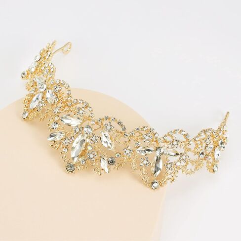 تيجان كريستال ماكون، تاج الأميرة الملكة للفتيات أو النساء لحفلات أعياد الميلاد وحفلات الزفاف وحفلات الزفاف وأعياد الميلاد وعيد الحب والهالوين (ذهبي) in Kuwait