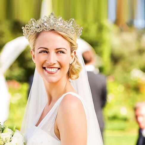 تيجان كريستال ماكون، تاج الأميرة الملكة للفتيات أو النساء لحفلات أعياد الميلاد وحفلات الزفاف وحفلات الزفاف وأعياد الميلاد وعيد الحب والهالوين (ذهبي) in Kuwait