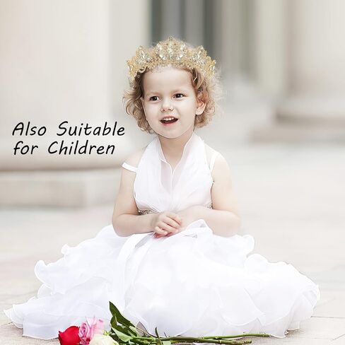 تيجان كريستال ماكون، تاج الأميرة الملكة للفتيات أو النساء لحفلات أعياد الميلاد وحفلات الزفاف وحفلات الزفاف وأعياد الميلاد وعيد الحب والهالوين (ذهبي) in Kuwait