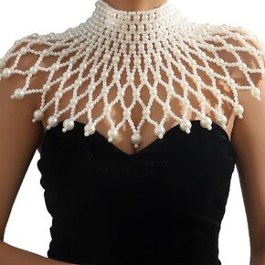 Bmirth لؤلؤة شال الجسم سلسلة اللؤلؤ الكتف القلائد مجوهرات الجسم الصيف شاطئ الجسم اكسسوارات صحن سلاسل الجسم الطرف in Kuwait