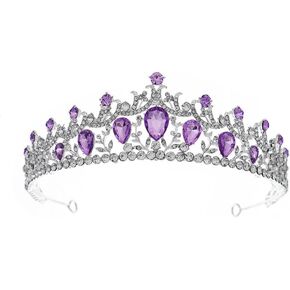 Gorgeous Silver Color Purple Rhinestone Tiaras Crowns Headbands Bride Party Crystal Diadem Bridal Wedding Crown Hair Ornaments in Kuwait