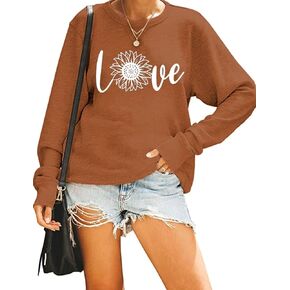 سويت شيرت نسائي من Qbily مطبوع عليه زهور كاجوال للخريف برسومات الزهور البرية in Kuwait