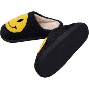 Naichuo Smile Face Slippers for Women, Retro Soft Plush Comfy Warm Fuzzy Fluffy House Slippers, Anti-Skid Slip-on Bedroom Slipper in Kuwait
