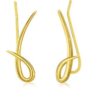 Sterling Silver Cartilage Earrings for Women - Girls Climber S925 Sterling Silver with 14k White Gold Plated Hypoallergenic Minimalist Ear Cuff Crawler Wrap Earrings Piercing Simple Sparkling Jewelry Birthday Gifts for Women Girls