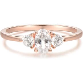 زهر وهوى فضة 925 6x4 مللي متر 0.5 قيراط البيضاوي قص 3-ستون خاتم الخطوبة تشيكوسلوفاكيا وعد المرأة خاتم الزواج الزفاف in Kuwait