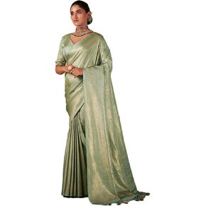 Vardha Saree for Women Zari Banarasi Art Silk Woven Saree | Indian Diwali Wedding Gift Sari & Unstitched Blouse