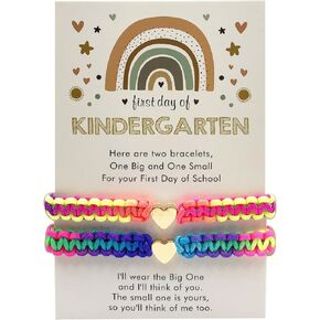 INENIMARTJ First Day of School Bracelets for Mom and Daughter,Back to School Bracelets for 2,First Day of Kindergarten Bracelets Pre-K Matching Heart Wish Adjustable Bracelets. in Kuwait