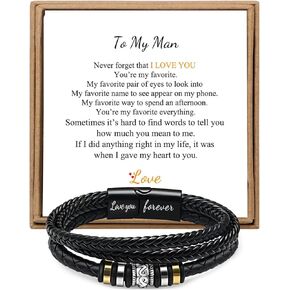 JoycuFF Leather Bracelets for Men to Boyfriend Gifts from Girlfriend Mens to My Man Jewelry Unique Gifts for Men Anniversary Birthday Personalized Bracelets Hippy Jewelry for Him in Saudi Arabia
